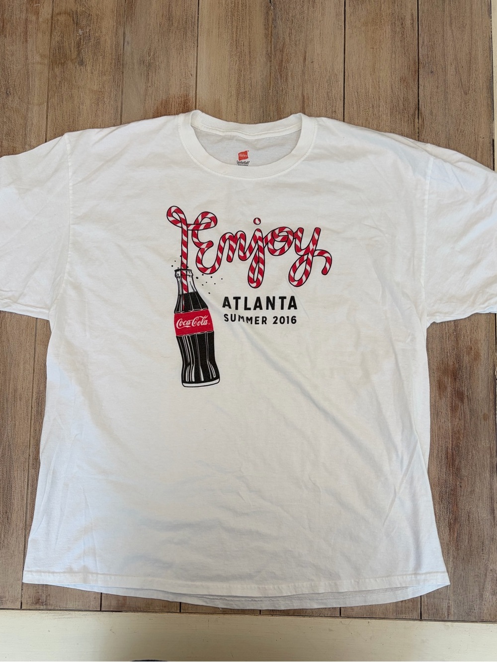 Hanes White Graphic 'Enjoy Atlanta Summer 2016' Tee with Red & Black Print